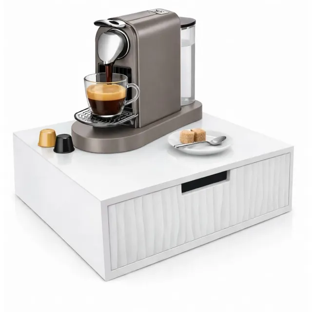 Cecaro Group Porta Capsule Caffè Bambù Bianco 30x30x10 cm 3 Scomparti