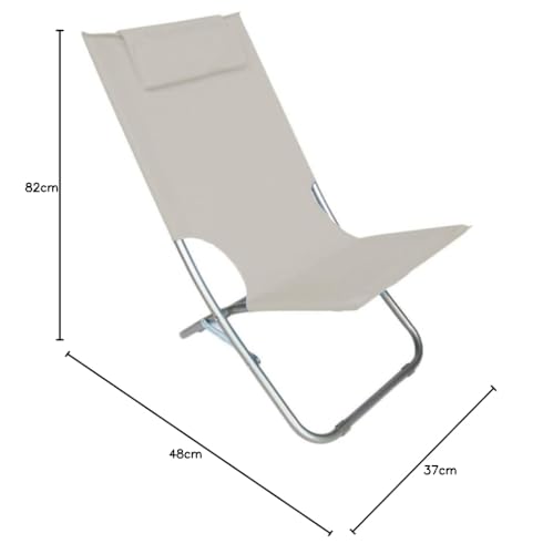 Cecaro Group Spiaggina Oxford Sdraio Pieghevole Crema con Cuscino