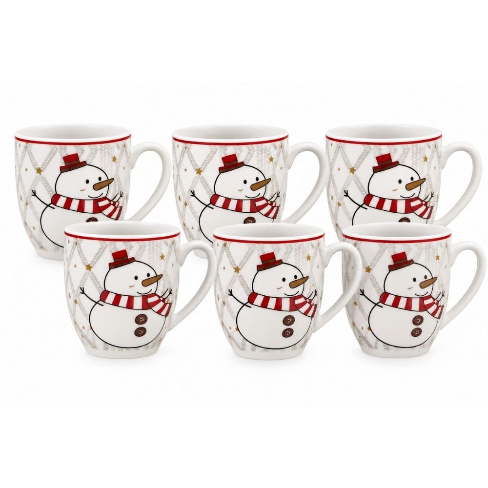 Cecaro Group Set 6 Tazzine Renna Babbo Natale 90 ml Porcellana
