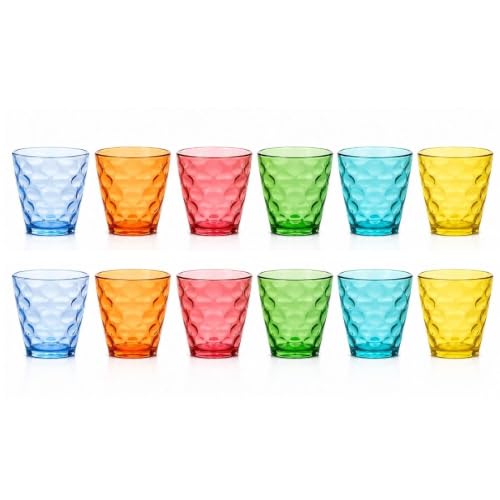 Cecaro Group Set 12 Bicchieri 250 ml Vetro Colorato 6 Colori
