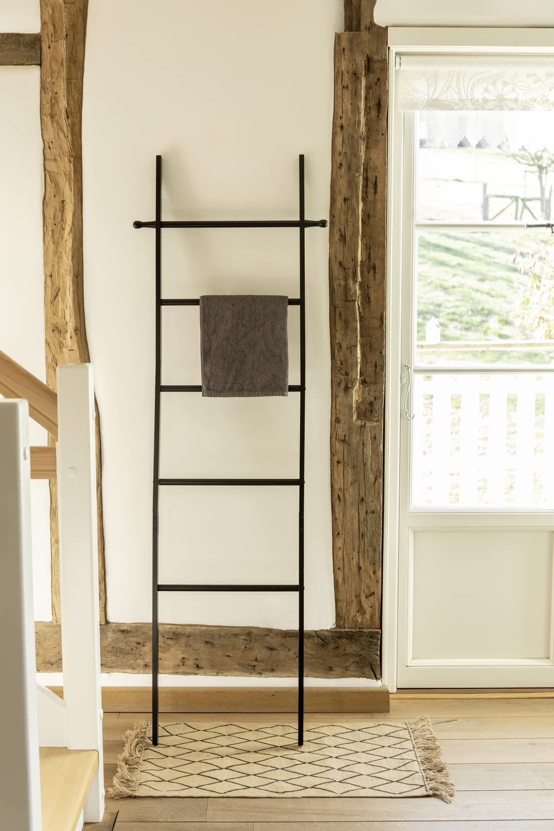 Wenko Loft Scaletta Portasalviette Bambù Nero 43x170 cm