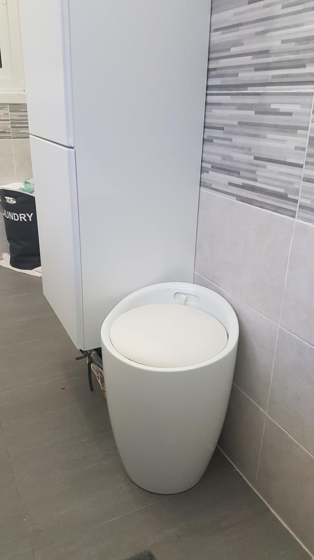 Wenko Candy sgabello portabiancheria bianco nero 20L