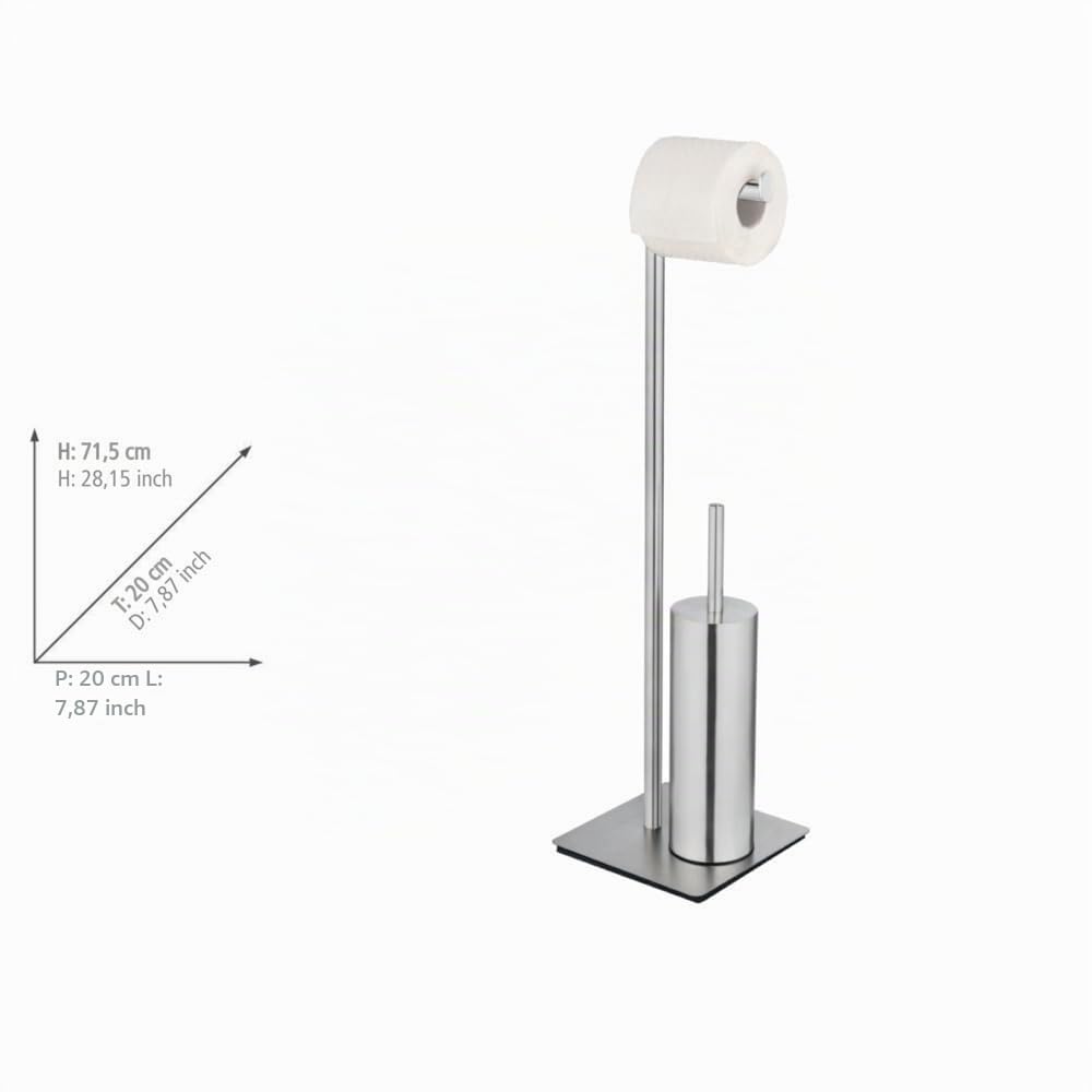 Wenko Recco piantana bagno satinato con scopino silicone