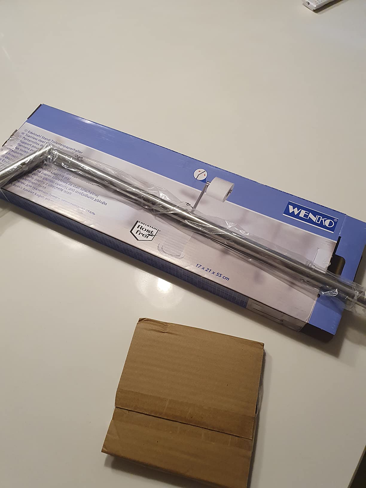 Wenko 2 in 1 portarotolo da terra acciaio lucido 55 cm