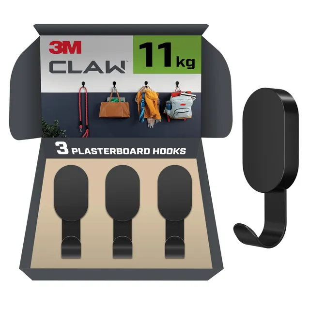 Command 3M Claw Ganci Cartongesso 7 kg 3 Pezzi Neri
