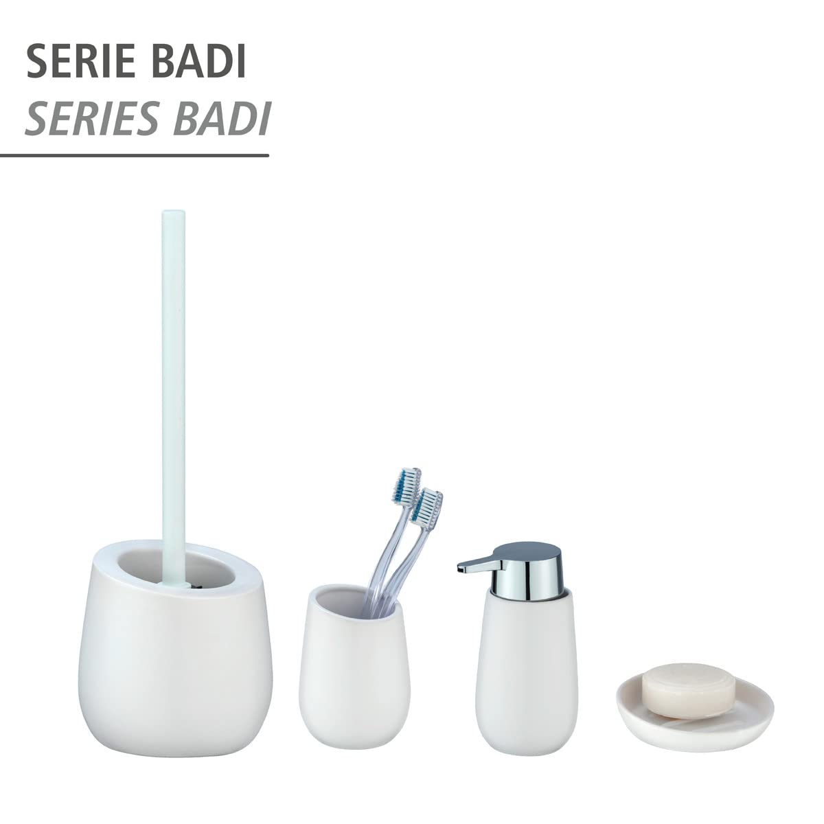 WENKO Badi bicchiere portaspazzolini ceramica bianco