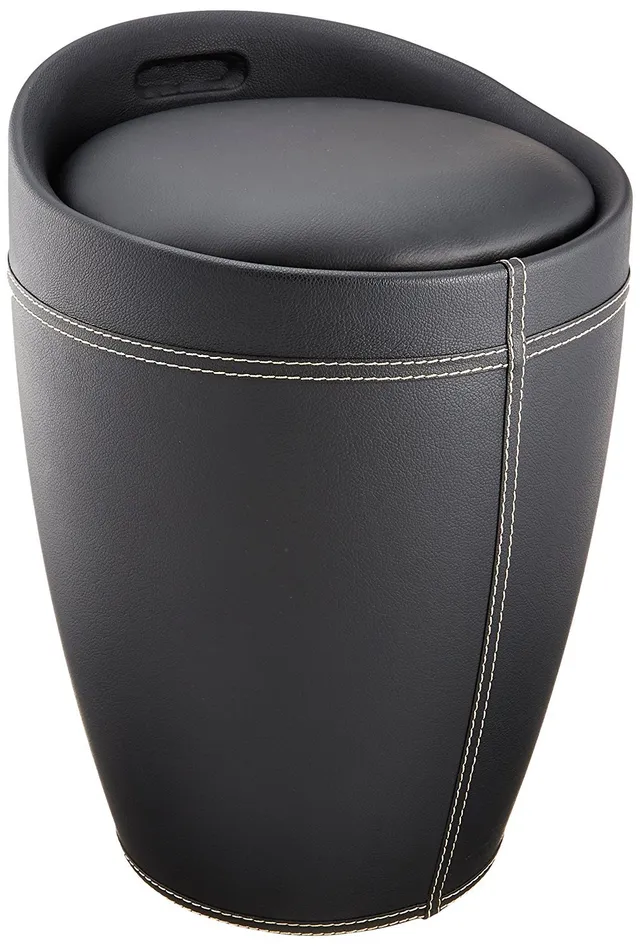 Wenko Sgabello Portabiancheria Nero 20 Litri Imbottito