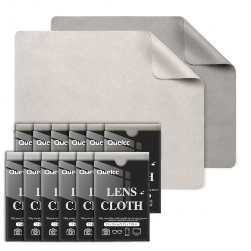 Quelcc Panni Microfibra Occhiali 15x18 cm 12 Pezzi Antigraffio