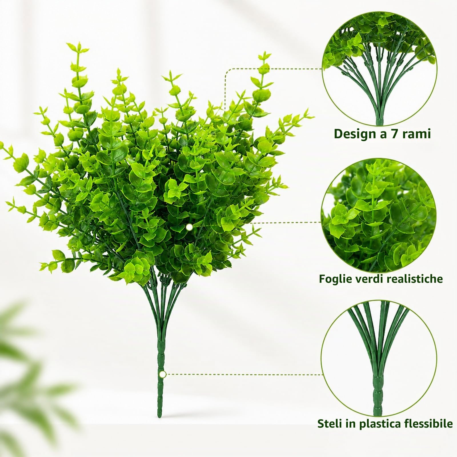 Lxoraziy Eucalipto artificiale 12 pezzi 35 cm resistente UV