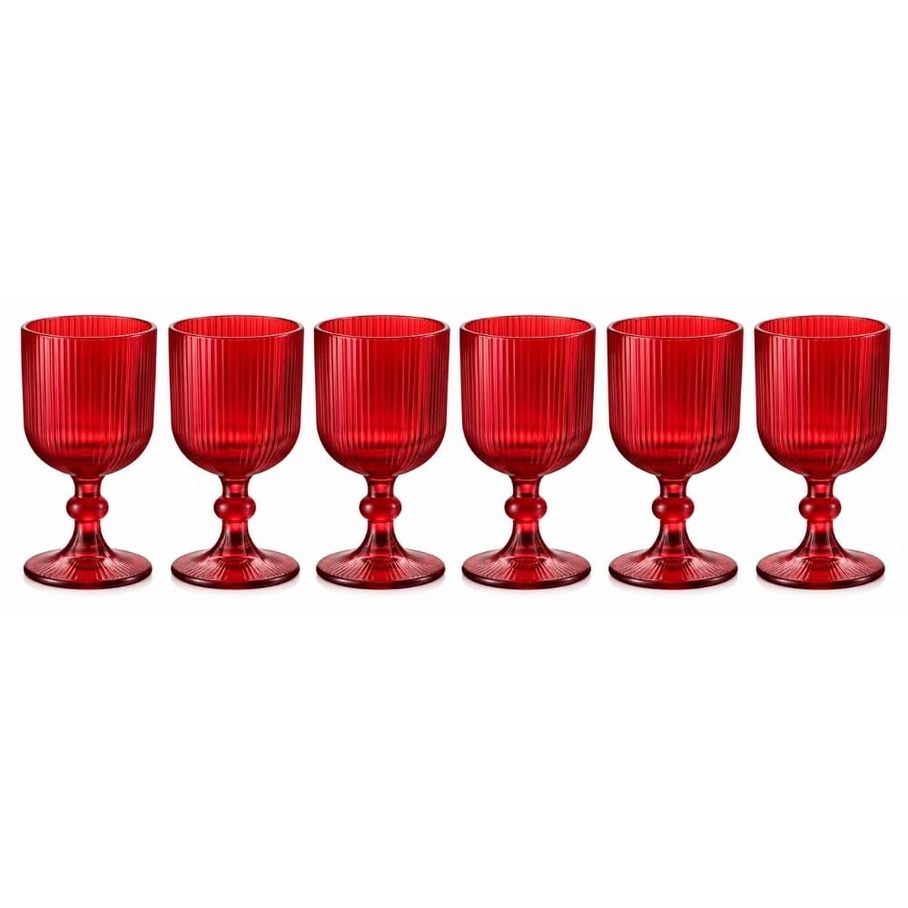 Cecaro Group set calici rossi rigati vetro 370 ml 12 pezzi