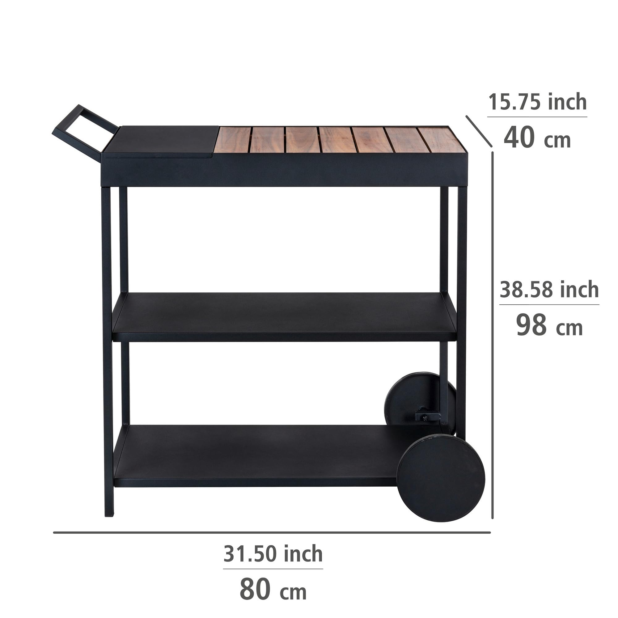 Wenko Miro carrello servizio nero 80x98x40 con ruote