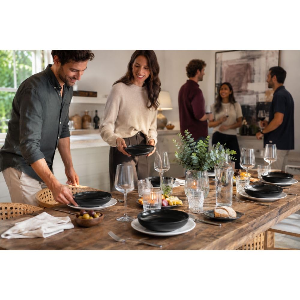 Cecaro Group Servizio Piatti 12 Pezzi Bianco Nero