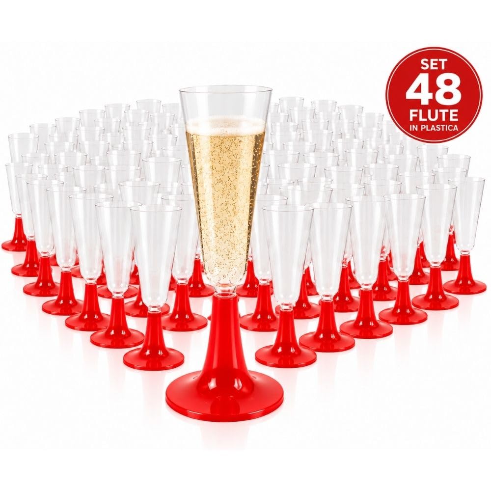 Cecaro Group Set 48 Flute Plastica 130 cc base rossa riutilizzabili