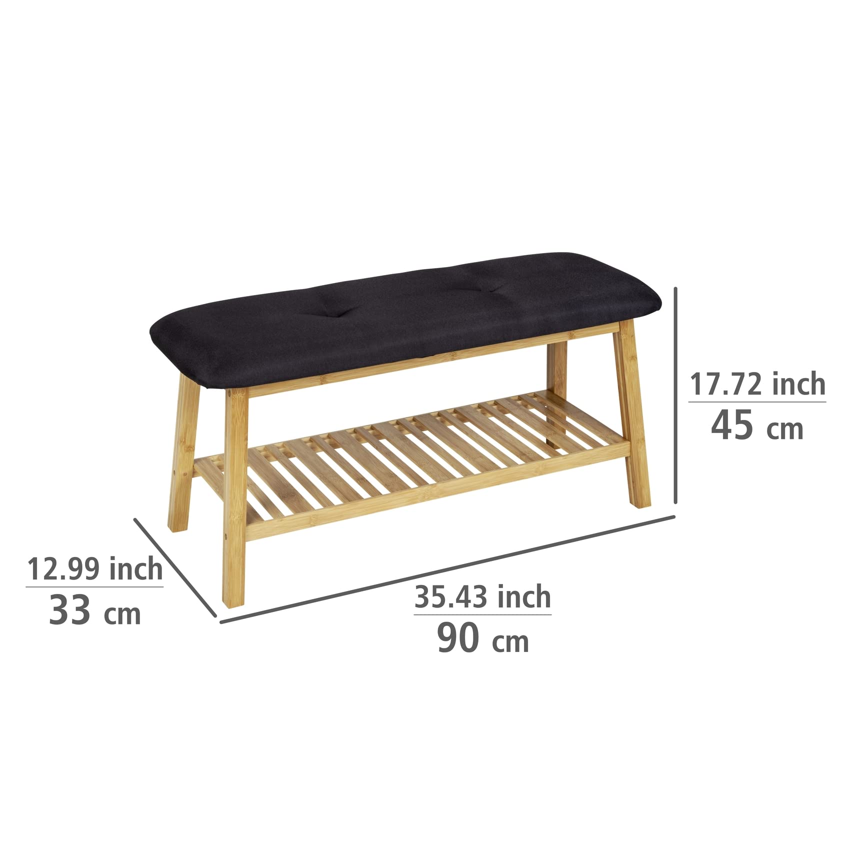 Wenko Ecori panca scarpiera bambù naturale nero 90 cm