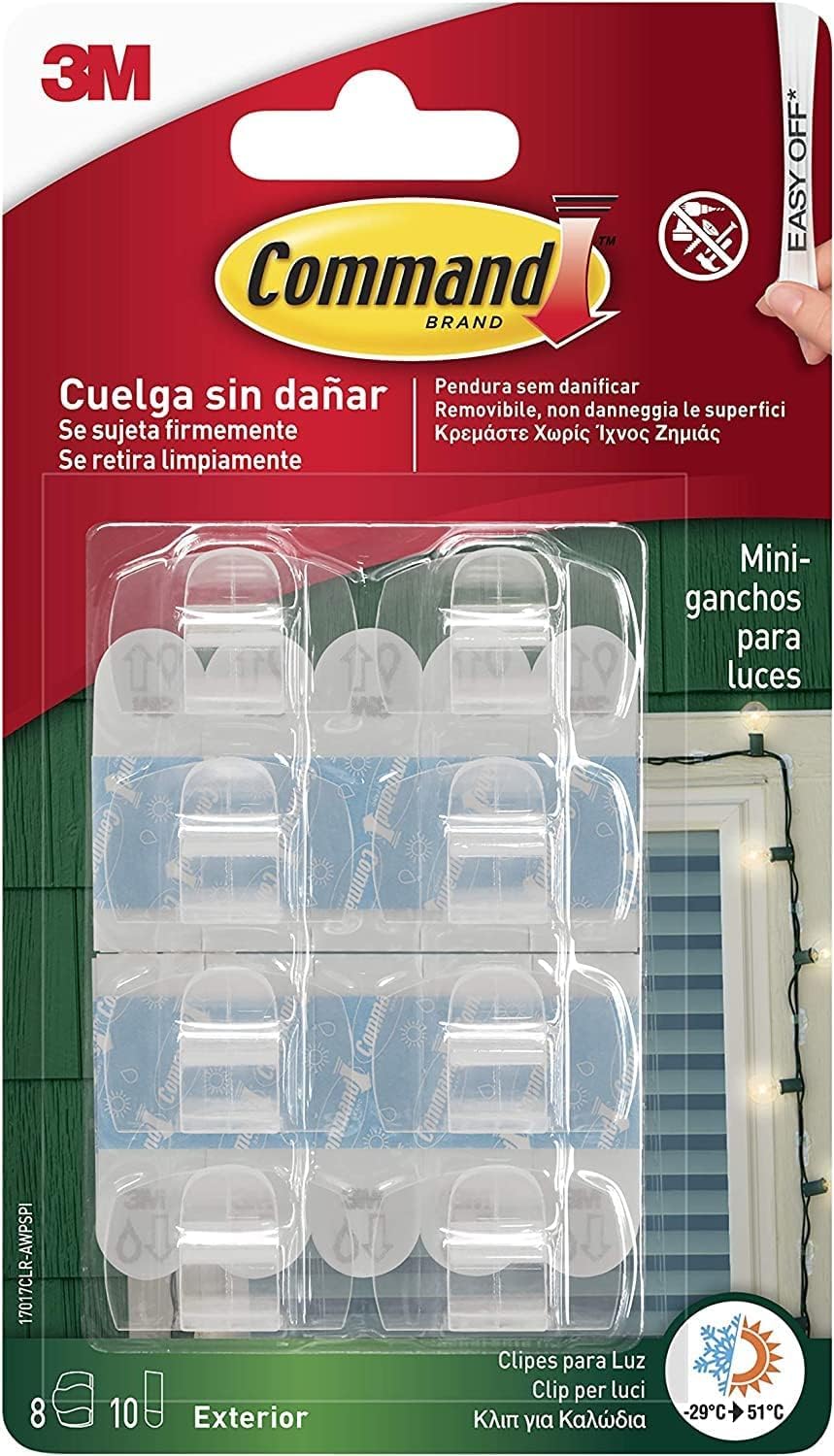 Command clip esterno ganci adesivi trasparenti 8 pezzi