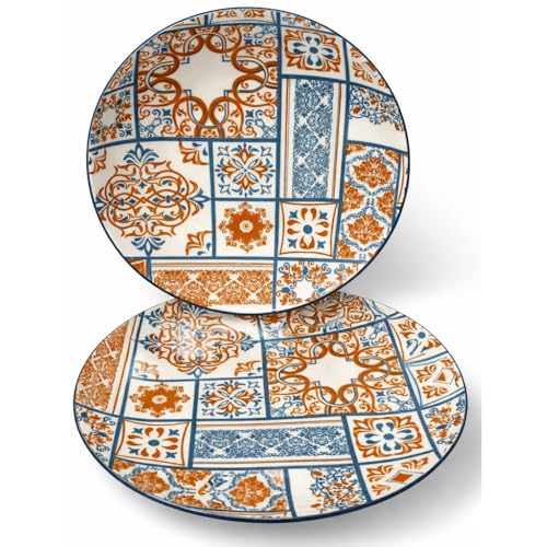 Cecaro Maiolica Azzurra e Arancio servizio piatti 12 pezzi ceramica