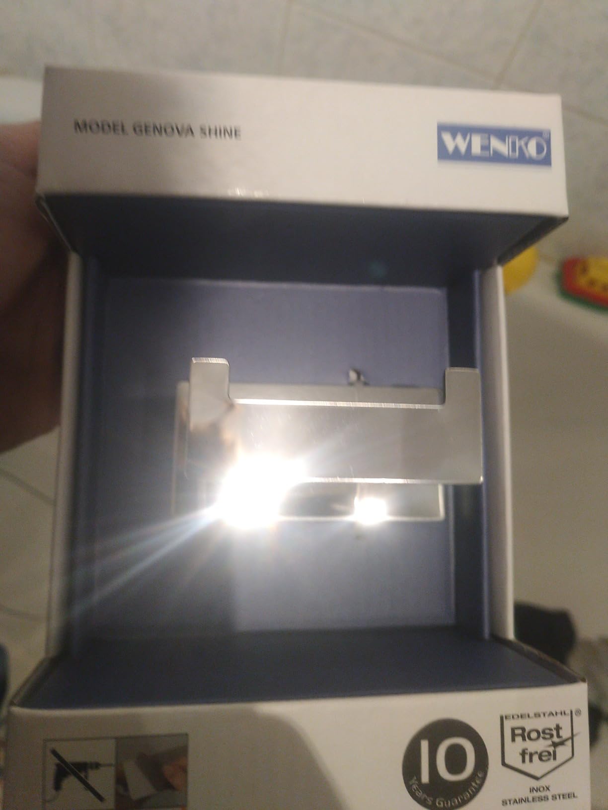 Wenko Genova Duo Turbo-Loc gancio doppio inox opaco