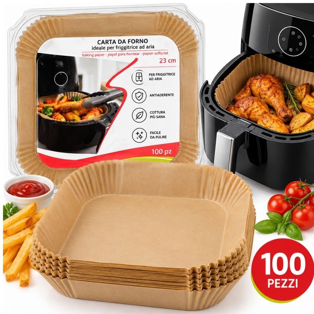 Cecaro Group Carta Forno Friggitrice 23x23 cm 100 Fogli