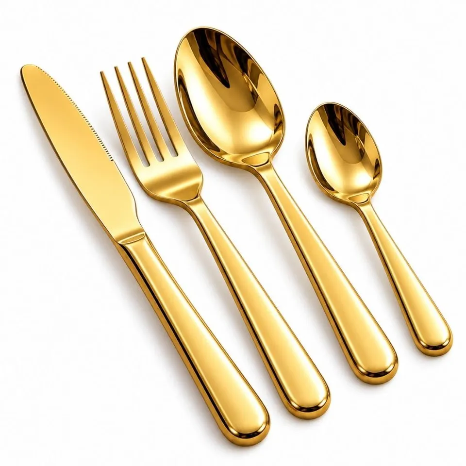 Cecaro Group Set Posate Oro 16 Pezzi Acciaio per 4 Persone