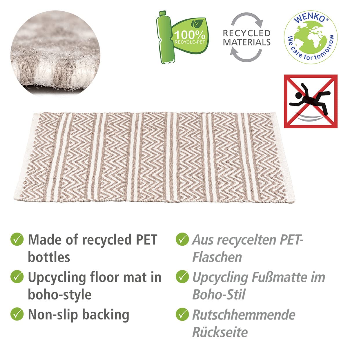 Wenko Shaki Tappetino Bagno Beige 50x80 cm antiscivolo