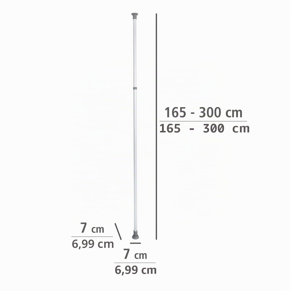Wenko Herkules asta telescopica bianco grigio 165-300 cm