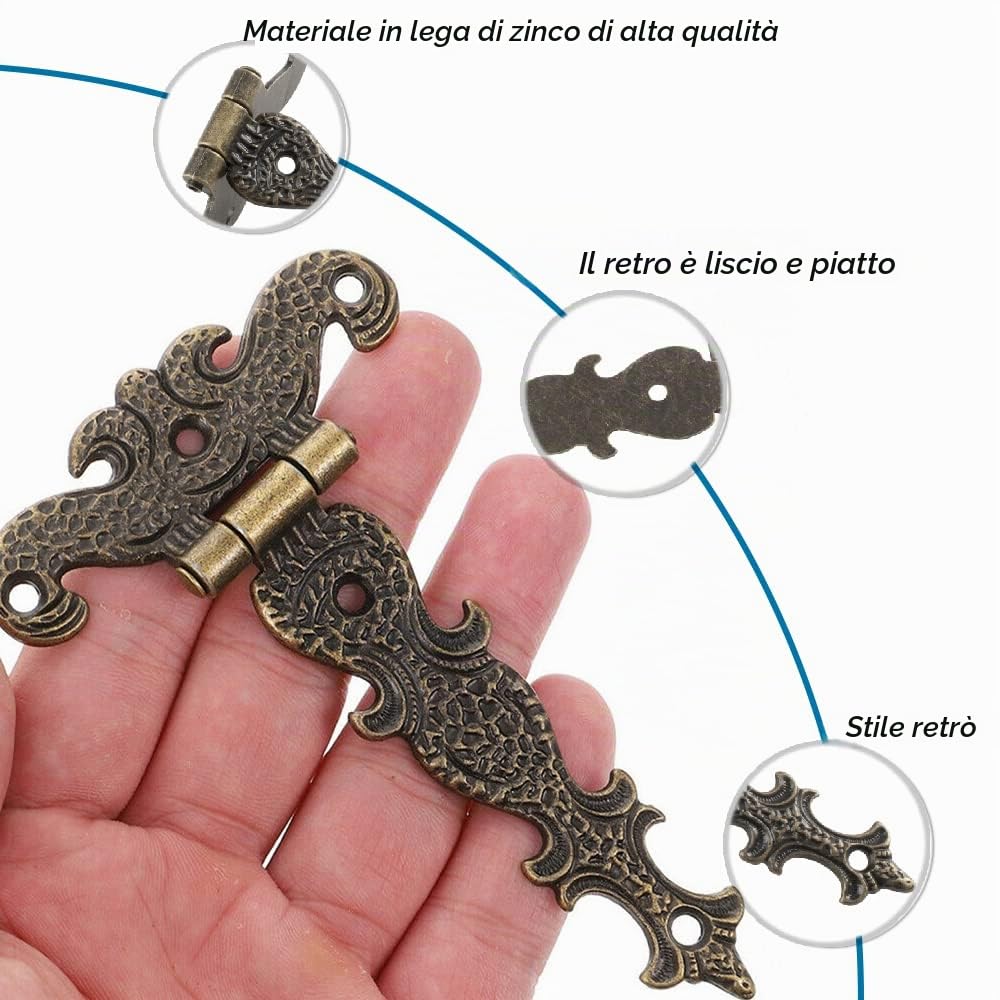 Lxoraziy Cerniere Retrò Bronzo 4 Pezzi Lega Zinco con Viti