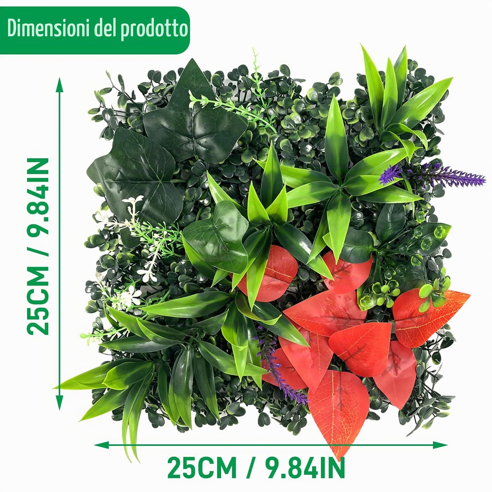 Lxoraziy Pannelli Muro Vegetale 25x25 cm 4 Pezzi