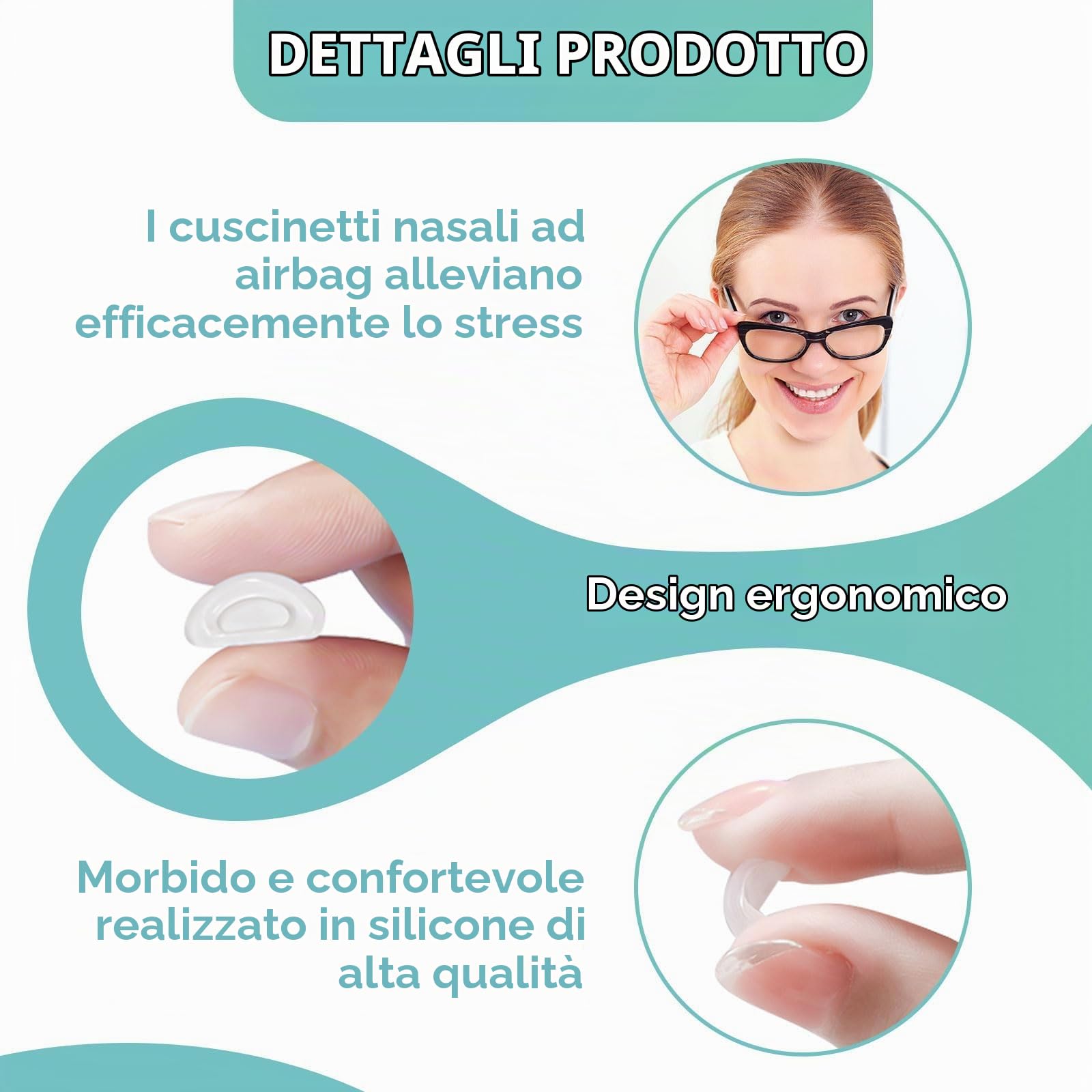 Quelcc Naselli Occhiali Silicone Trasparenti 20 Paia