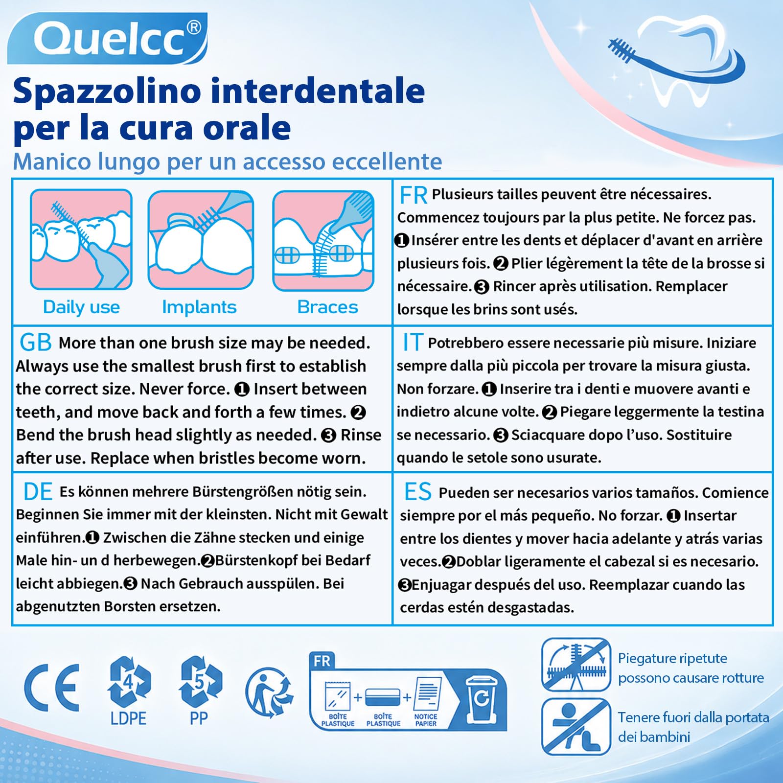 Quelcc Scovolini Interdentali a L 51 Pezzi 5 Misure