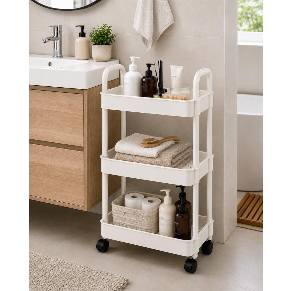 Cecaro Group carrello 3 ripiani con ruote nero bianco salvaspazio