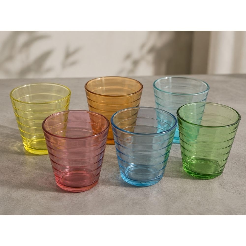 Cecaro Group Set 6 Bicchieri Vetro Colorato 250 ml Righe