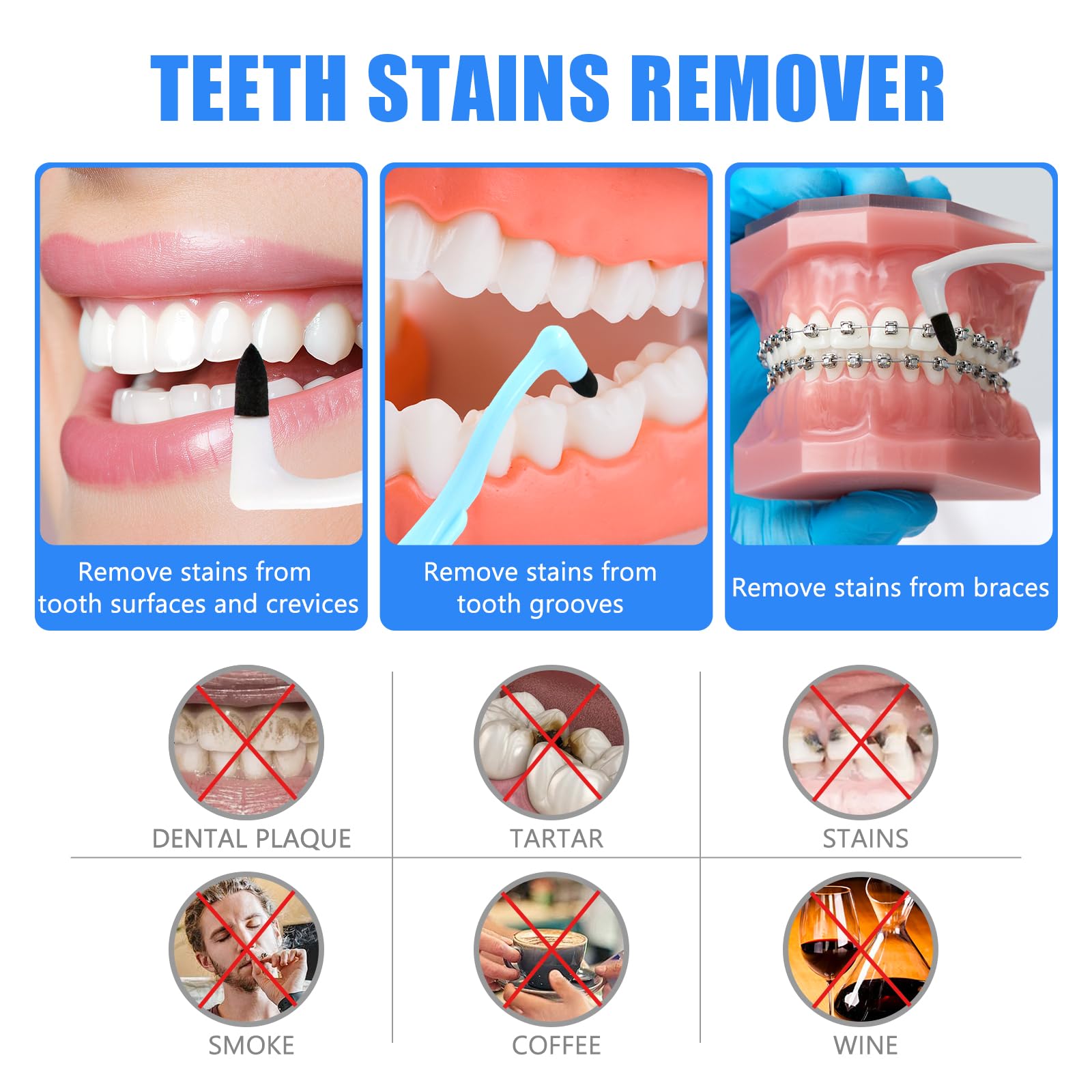 Quelcc Stain Remover Gomma Smacchiante Denti 3 Pezzi