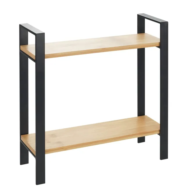 Wenko Lou scaffale cucina 2 ripiani nero bambù 32x33x11