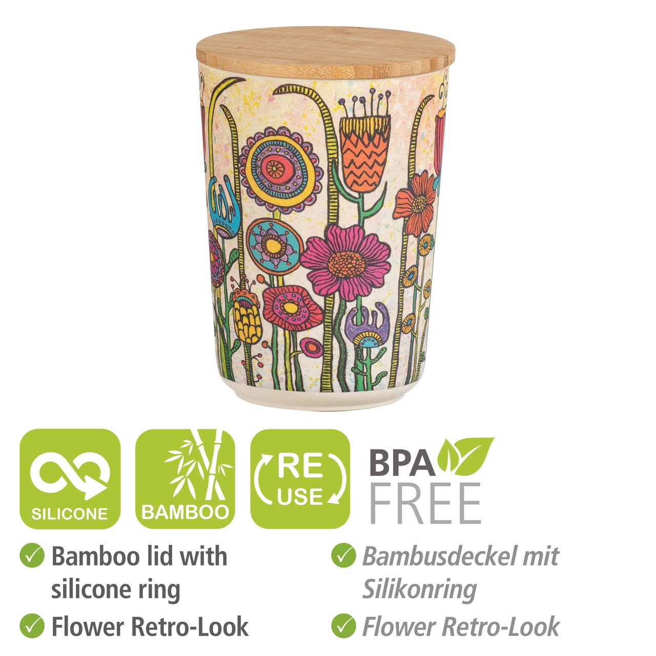 Wenko Flowers barattolo ermetico 0,7 L coperchio bambù
