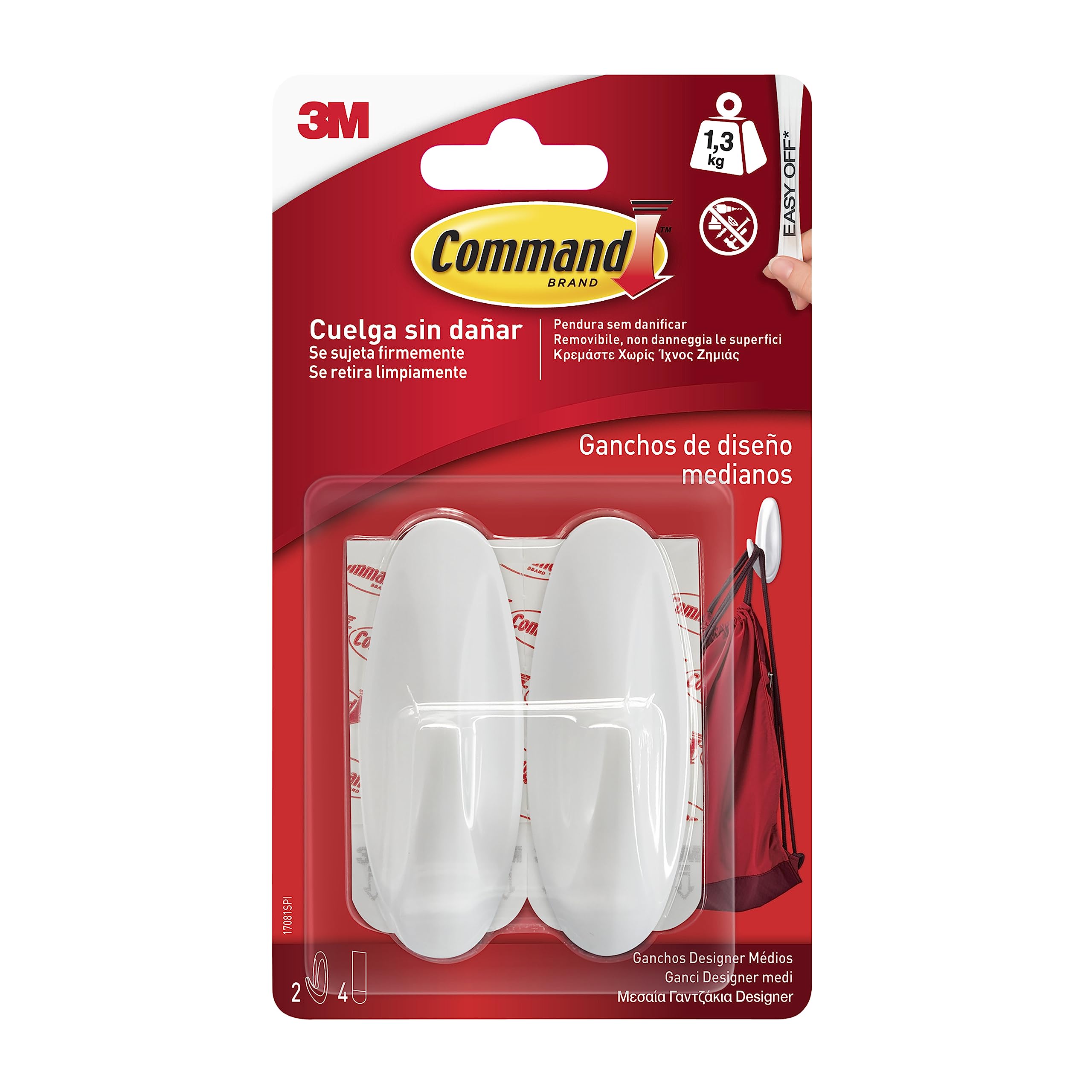 Command 17081 Ganci Adesivi Medi Bianchi 2 Pezzi 1,3 kg