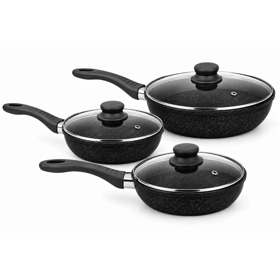 Cecaro Group set 3 padelle antiaderenti 20 24 28 cm nero