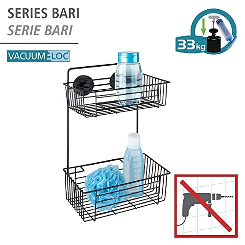 Wenko Bari Vacuum-Loc cesto bagno doppio nero senza forare