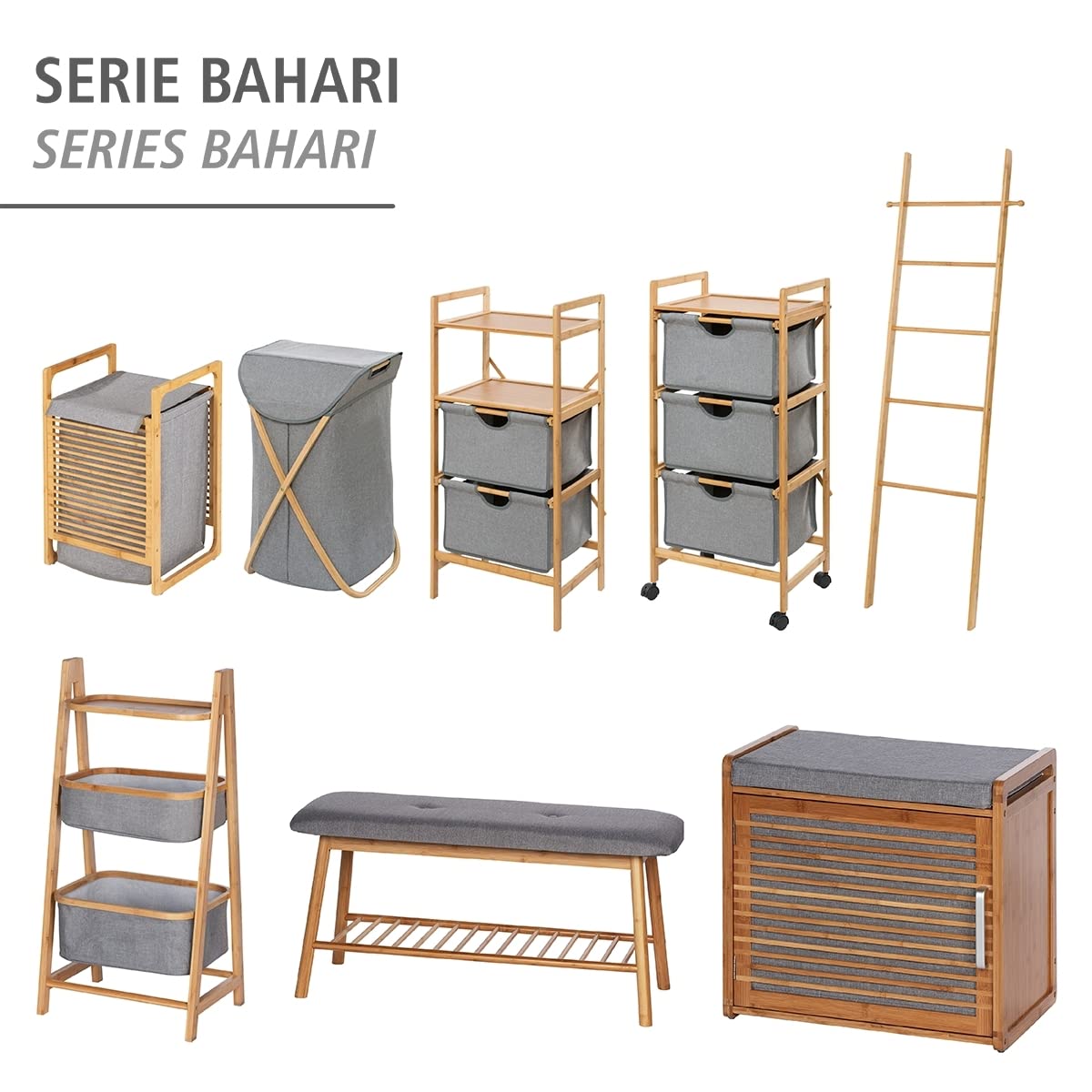 Wenko Bahari cesto portabiancheria 43 L bambù marrone