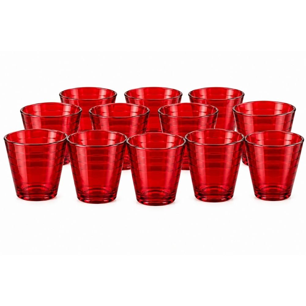 Cecaro Group set bicchieri rossi vetro 250 ml 12 pezzi linee