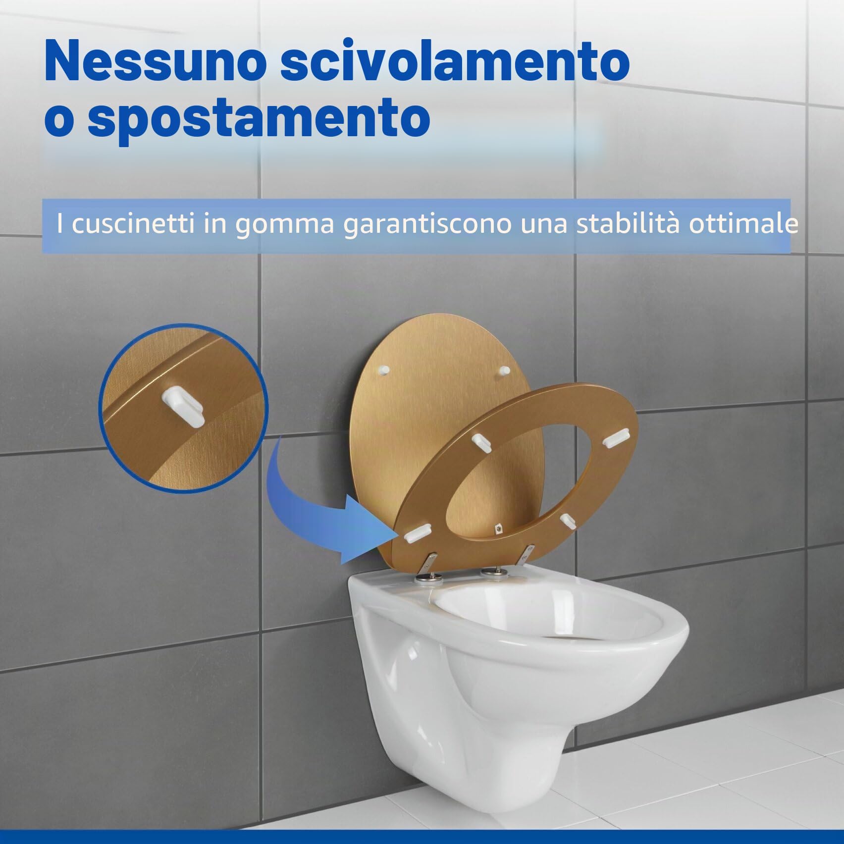Wenko Aldeno copriwater MDF oro opaco 37x41 cm