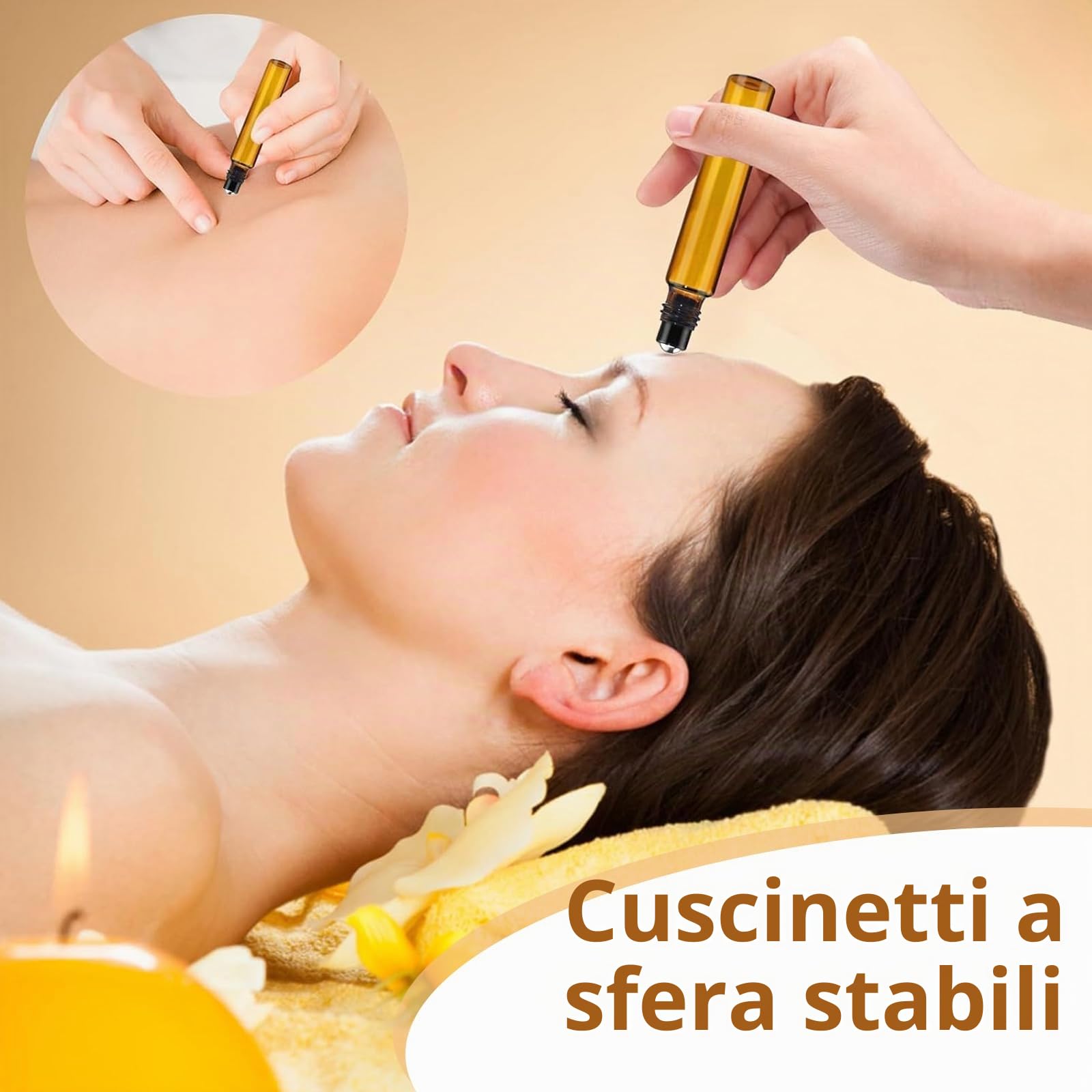 Quelcc Bottiglie Roll On Vetro Ambra 10 ml 10 Pezzi