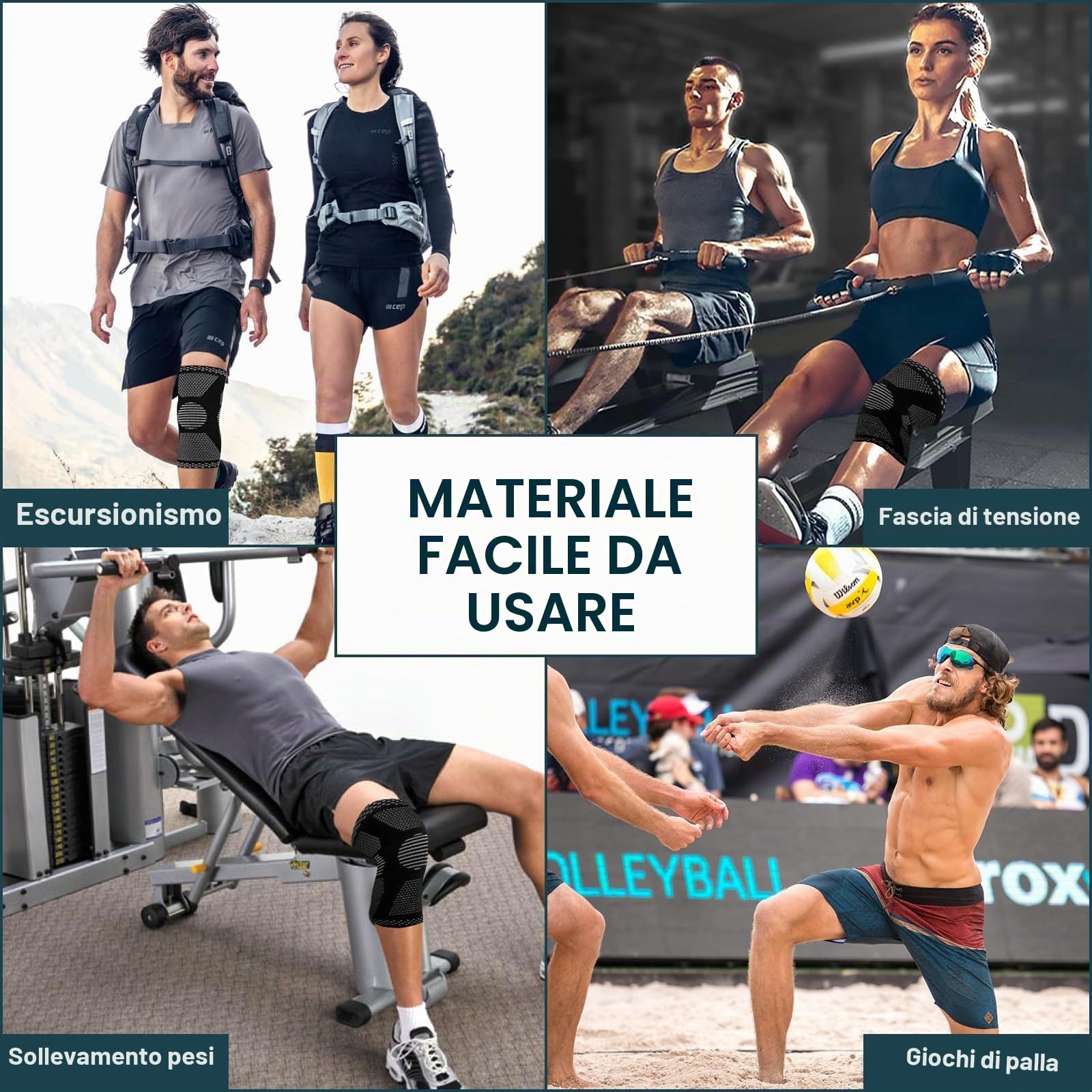 Quelcc Ginocchiera Compressione L Nero 2 Pezzi Sport