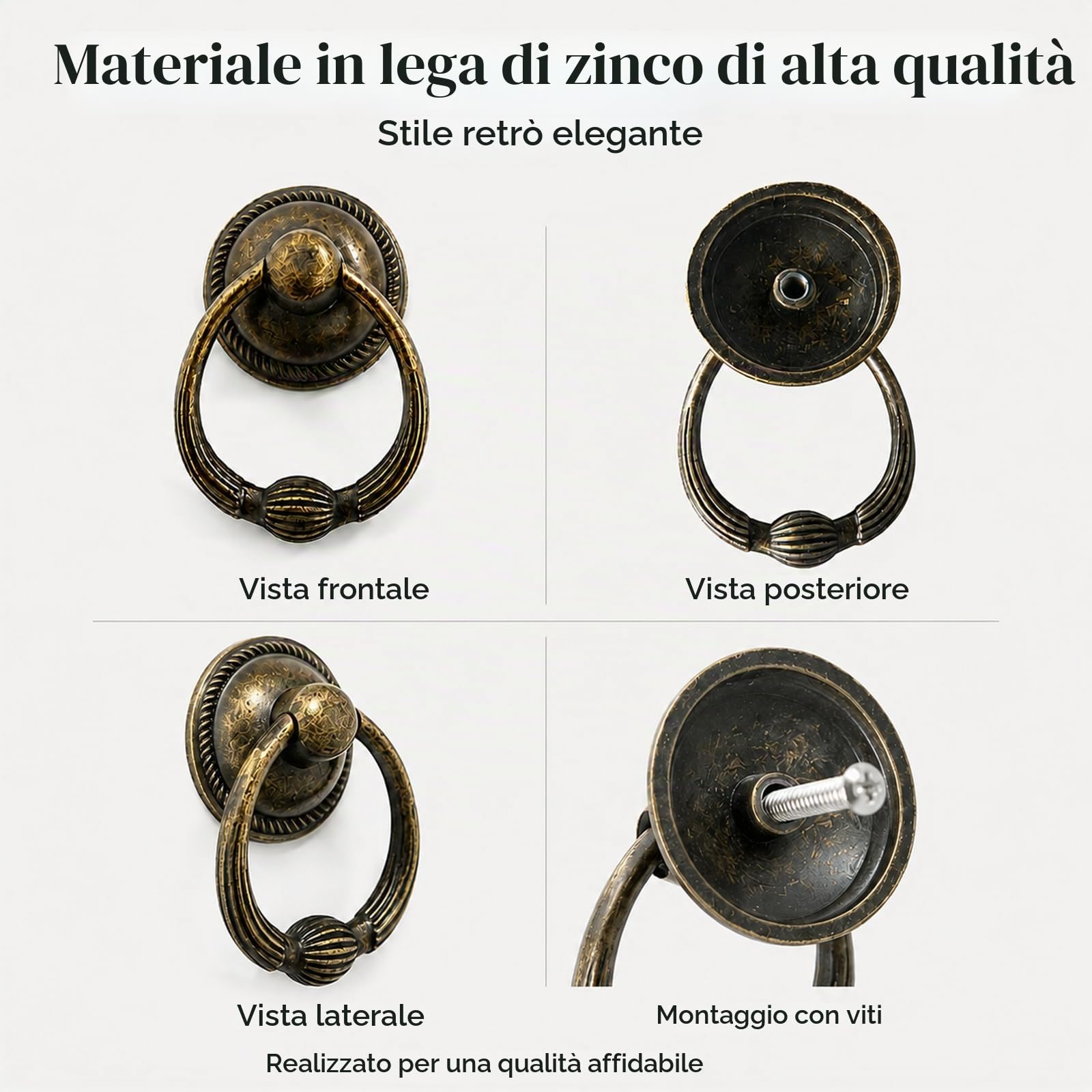 Lxoraziy maniglie mobili antiche ad anello 8 pezzi