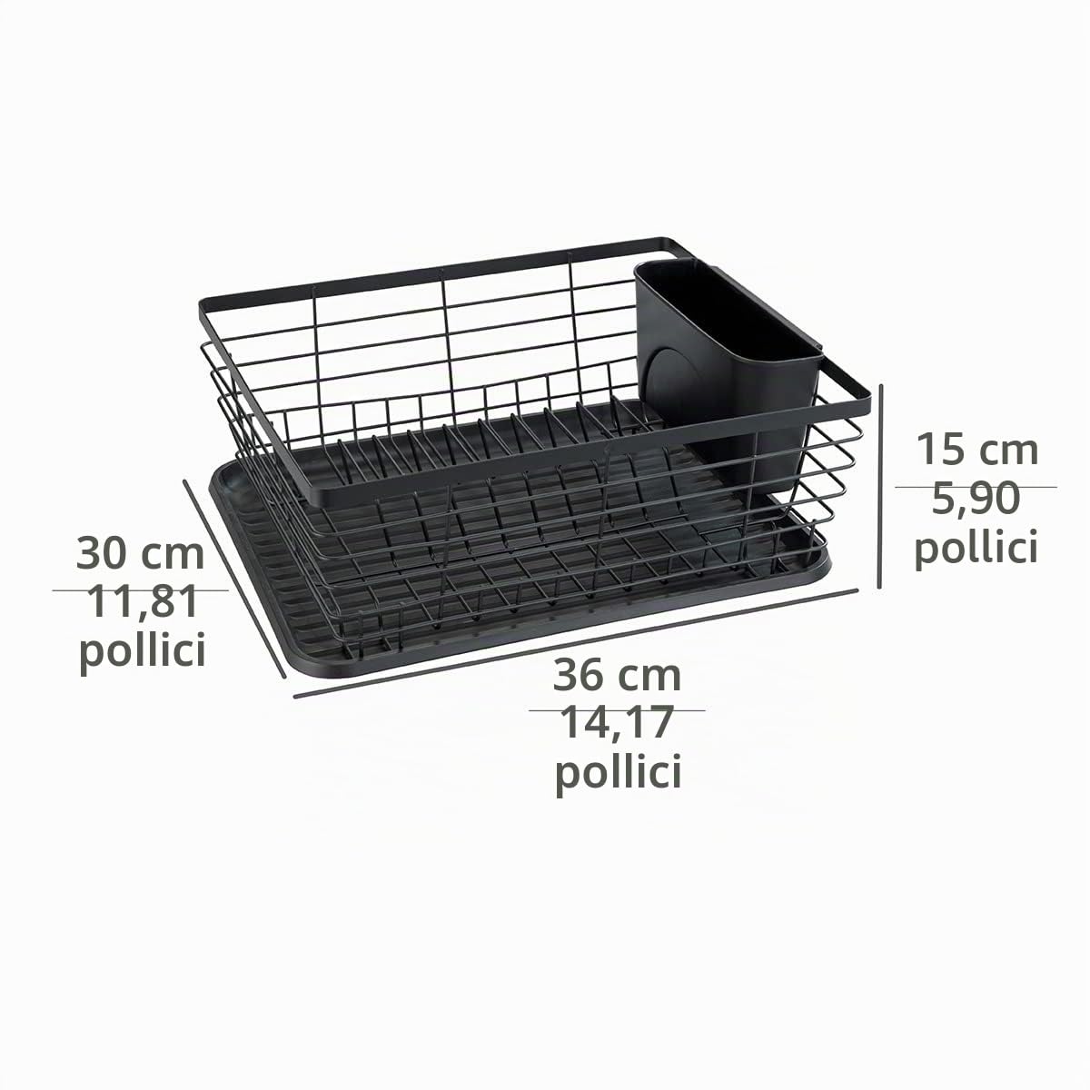 Wenko Drip Scolapiatti Nero 36 cm Metallo
