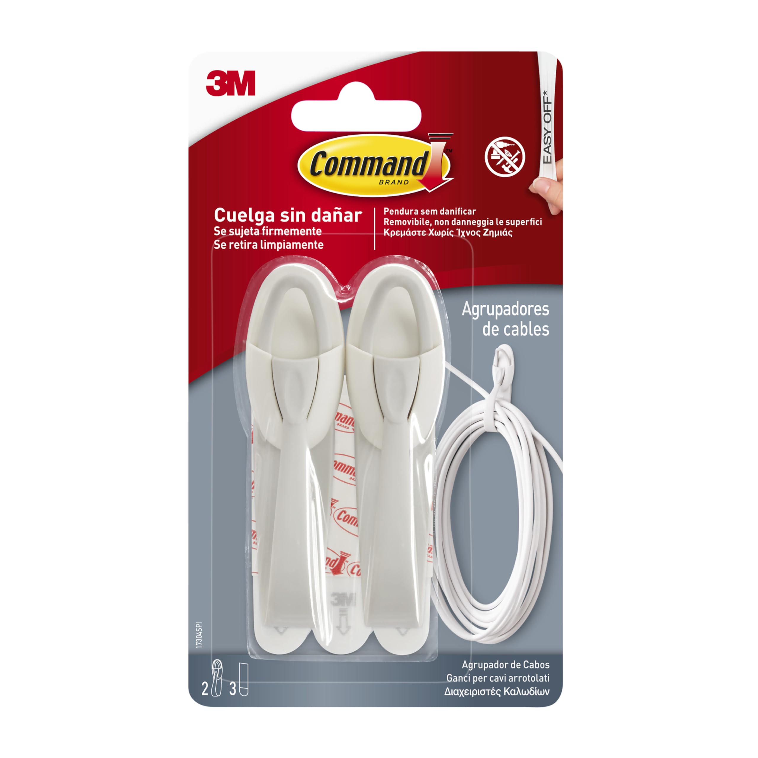 Command 17060 gancio portacavi bianco 2 pezzi senza forare