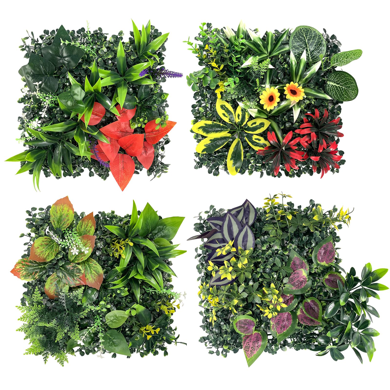 Lxoraziy Pannelli Muro Vegetale 25x25 cm 4 Pezzi
