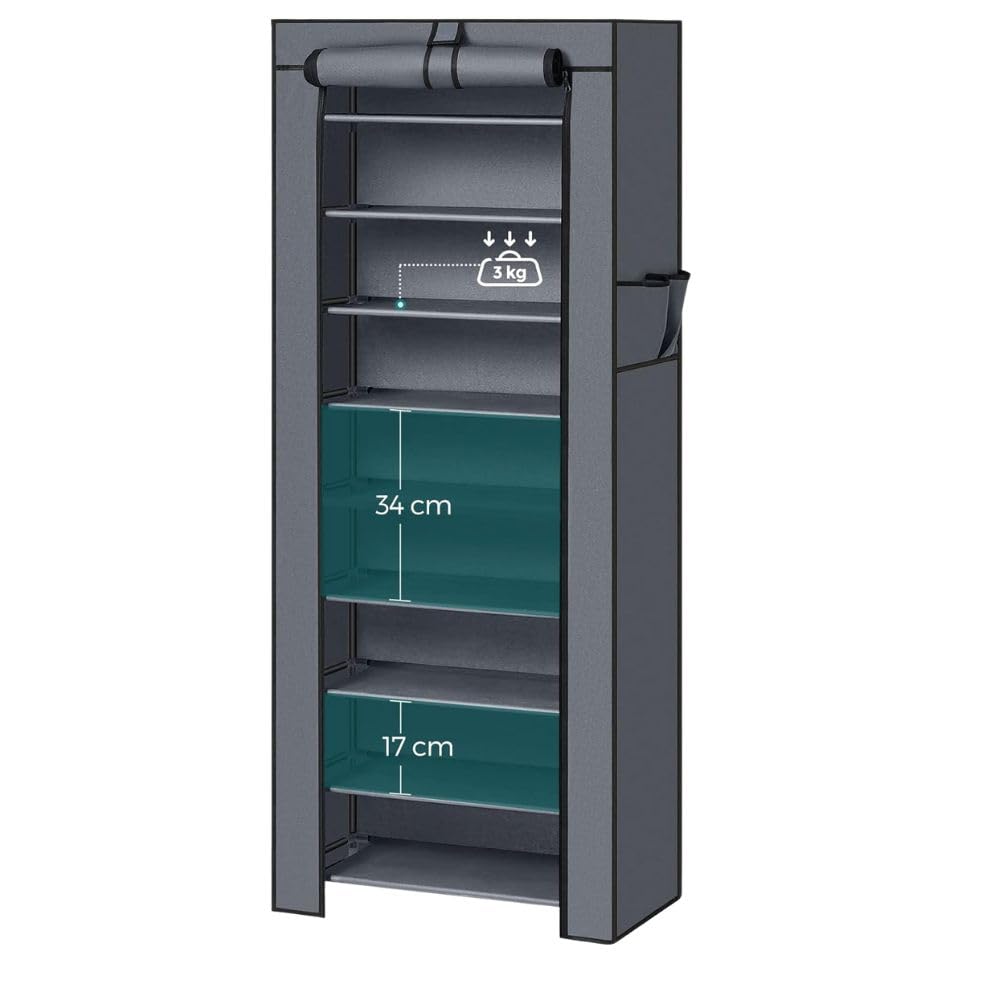 Cecaro Group Scarpiera Verticale 9 Ripiani 60x30x160 Grigio TNT
