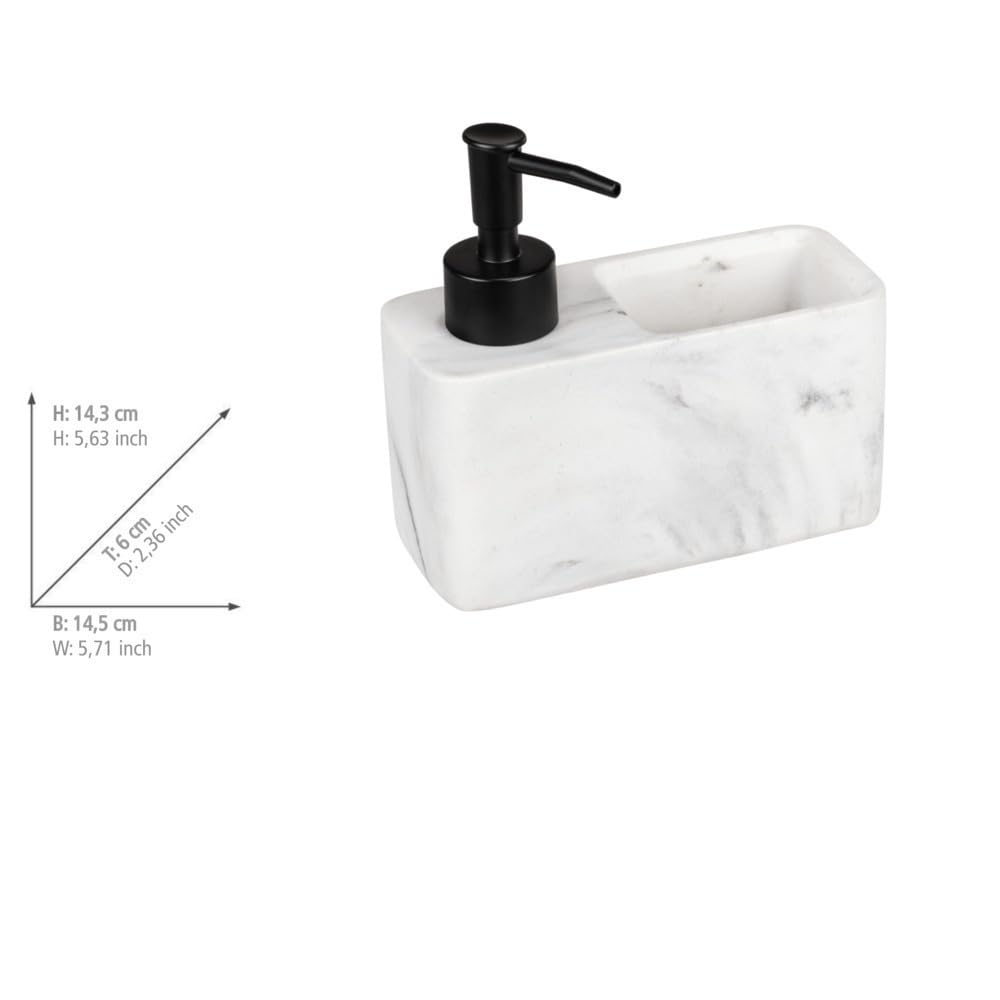 Wenko Resa dosatore cucina marmo bianco 150 ml con spugna