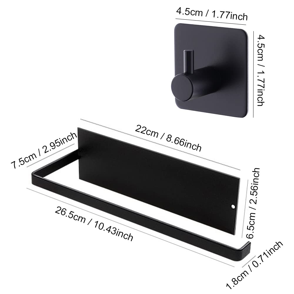 Lxoraziy portarotolo cucina adesivo nero +2 ganci