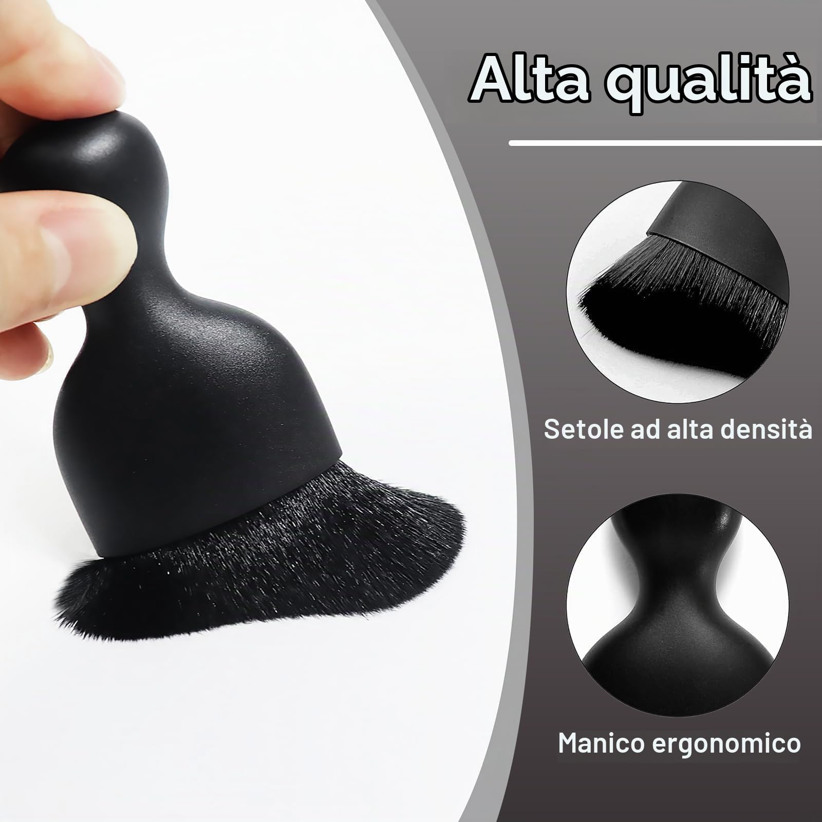 Quelcc spazzole pulizia auto interni nere 3 pezzi morbide